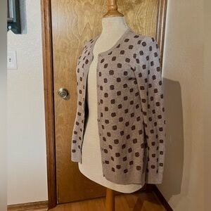 Old Navy subtle sparkle cardigan brown dots casual chic comfy